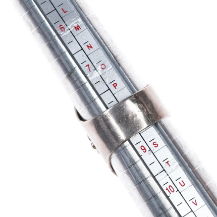 sz8.5 Carol Felley Sterling silver Royston turquoise ring with feather design - Estate Fresh Austin