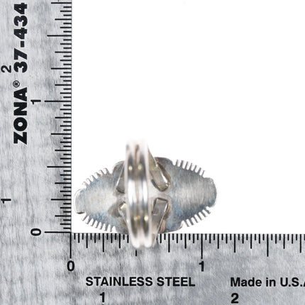 sz8.5 TF Navajo sterling silver spiderweb Candelaria Turquoise ring - Estate Fresh Austin