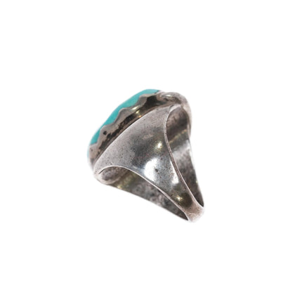 sz6 Ray Nieto Zuni sterling silver large turquoise stone ring c1970's - Estate Fresh Austin