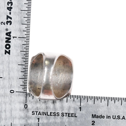 sz9 Zuni Sterling silver and turquoise mother of pearl channel inlay ring 1970's - Estate Fresh Austin