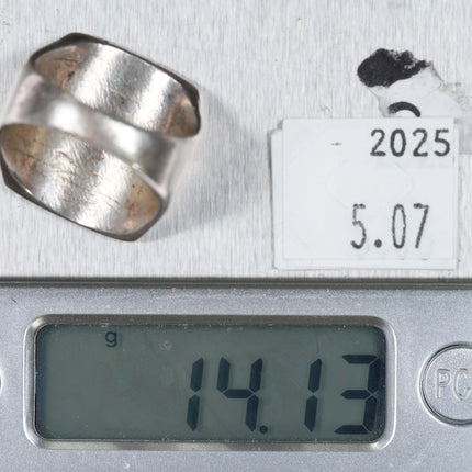 sz9 Zuni Sterling silver and turquoise mother of pearl channel inlay ring 1970's - Estate Fresh Austin