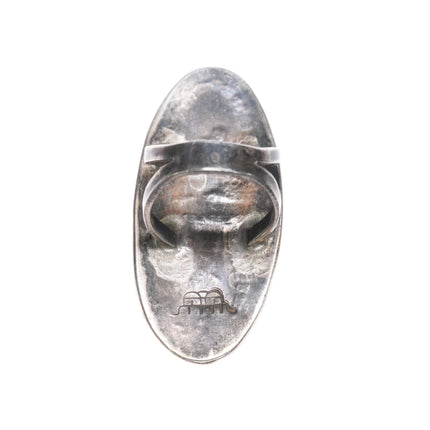 sz5 Lg Manuel Hoyungowa Hopi Overlay long ring sterling silver - Estate Fresh Austin