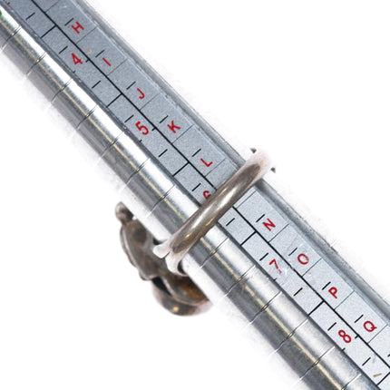 sz6 S Navajo sterling silver 3 stone turquoise ring c1980's - Estate Fresh Austin