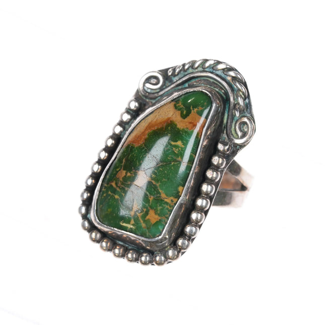 sz6.75 DUE Navajo sterling silver Cerillos Turquoise ring c1970's - Estate Fresh Austin