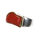 sz7.5 Savati 22k gold bezel Sterling silver Mediterranean coral ring - Estate Fresh Austin
