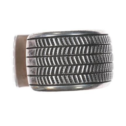 7.25" Cippy Crazy Horse Cochiti Heavy sterling silver stamped cuff bracelet - Estate Fresh Austin
