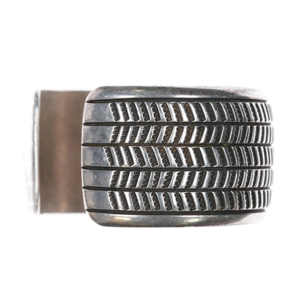 7.25" Cippy Crazy Horse Cochiti Heavy sterling silver stamped cuff bracelet - Estate Fresh Austin