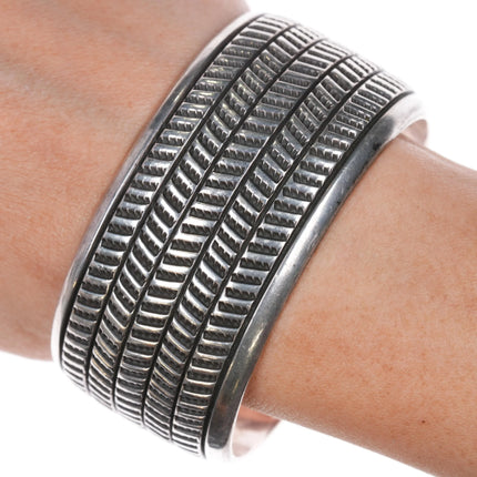 7.25" Cippy Crazy Horse Cochiti Heavy sterling silver stamped cuff bracelet - Estate Fresh Austin