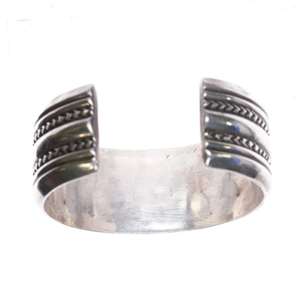 6.2" Alice Leekya Homer Zuni sterling silver coral fishscale inlay cuff bracelet - Estate Fresh Austin