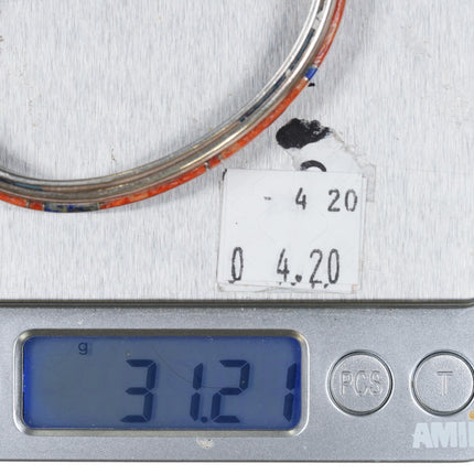 6.35" Navajo sterling silver Sponge coral Lapis channel inlay cuff bracelet - Estate Fresh Austin