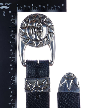 1.5" 1993 Kokopelli Designs Sterling silver Jaguar Ranger belt buckle set - Estate Fresh Austin