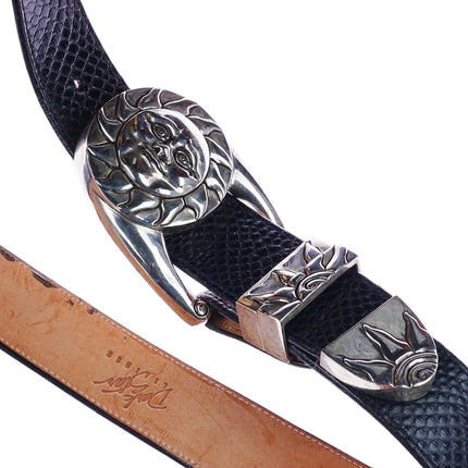 1.5" 1993 Kokopelli Designs Sterling silver Jaguar Ranger belt buckle set - Estate Fresh Austin