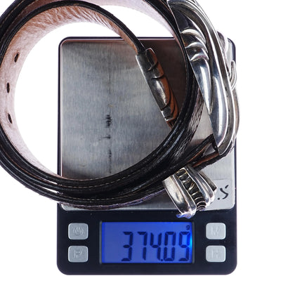 1.5" 1992 Kokopelli Designs Sterling silver abstract creature belt buckle set - Estate Fresh Austin