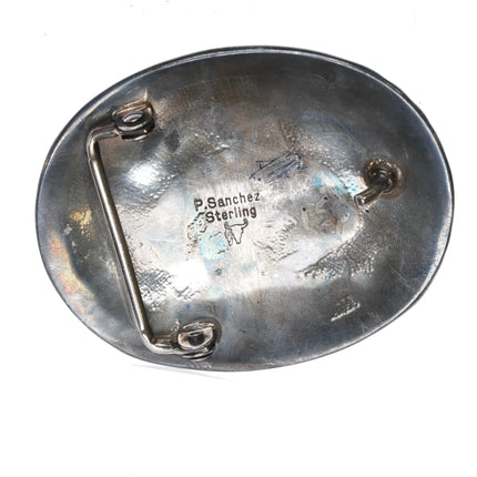 Pete Sanchez Isleta Pueblo sterling silver "End of the Trail" belt buckle - Estate Fresh Austin