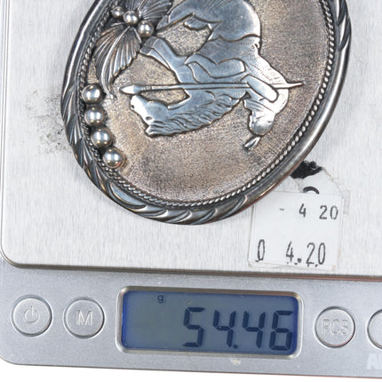 Pete Sanchez Isleta Pueblo sterling silver "End of the Trail" belt buckle - Estate Fresh Austin