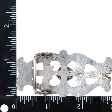 JB Navajo sterling silver cast belt buckle with turquoise - Estate Fresh Austin