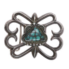c1960's Vintage Navajo cast sterling silver belt buckle with spiderweb turquoise - Estate Fresh Austin
