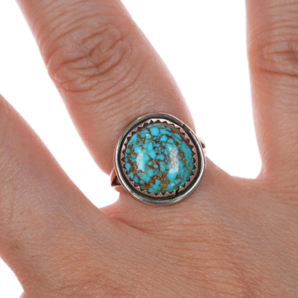 sz5 c1960's YM Sterling silver Navajo Nevada Blue spiderweb turquoise ring - Estate Fresh Austin