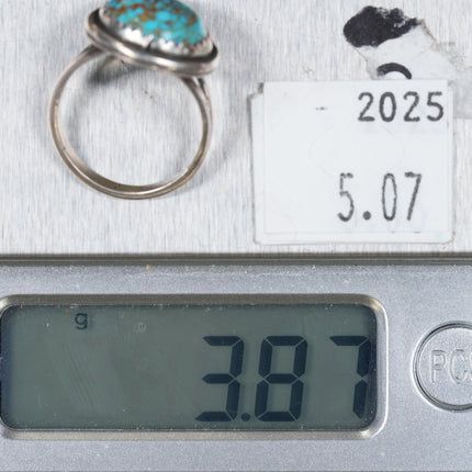 sz5 c1960's YM Sterling silver Navajo Nevada Blue spiderweb turquoise ring - Estate Fresh Austin