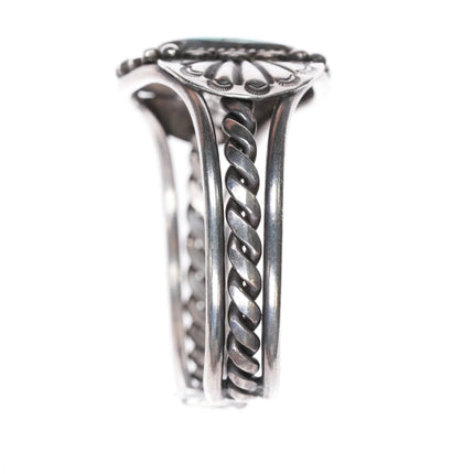 6" 40's-50's Navajo sterling silver high grade spiderweb turquoise cuff bracelet - Estate Fresh Austin