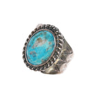 sz9.5 Vintage Navajo sterling silver turquoise w/quartz matrix ring - Estate Fresh Austin