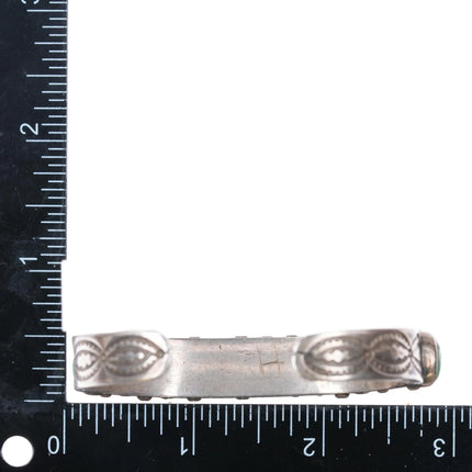 6.5" 20's-30's Navajo Ingot silver 9 stone turquoise cuff bracelet stamped sides - Estate Fresh Austin