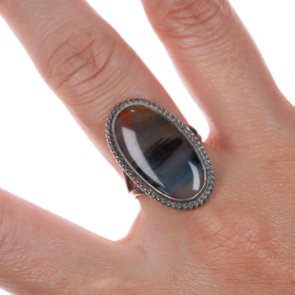 sz7 1940's Garden of The Gods Handmade by Indians Sterling silver agate ring - Estate Fresh Austin