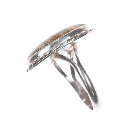 sz12 Vintage JM Navajo sterling silver petrified palm root ring - Estate Fresh Austin