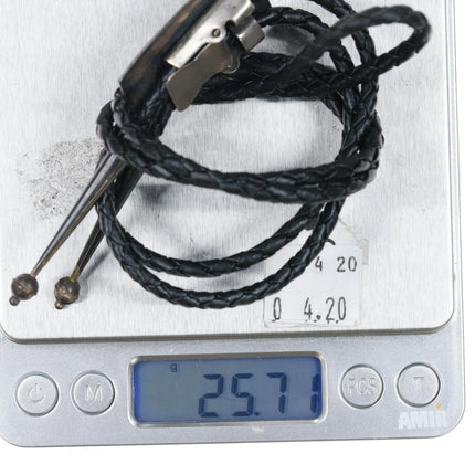 1970's Vintage Navajo sterling silver carved bear overlay bolo tie - Estate Fresh Austin