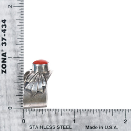 sz7 Benson Sam Navajo sterling silver Mediterranean coral ring c1980's. - Estate Fresh Austin