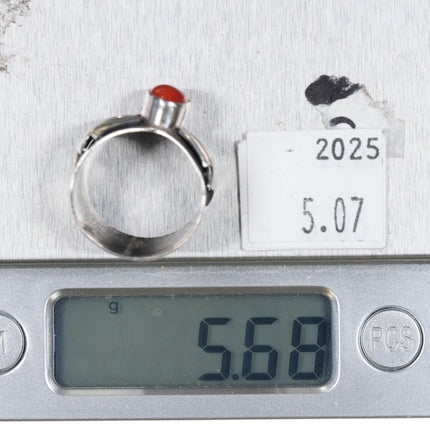 sz7 Benson Sam Navajo sterling silver Mediterranean coral ring c1980's. - Estate Fresh Austin