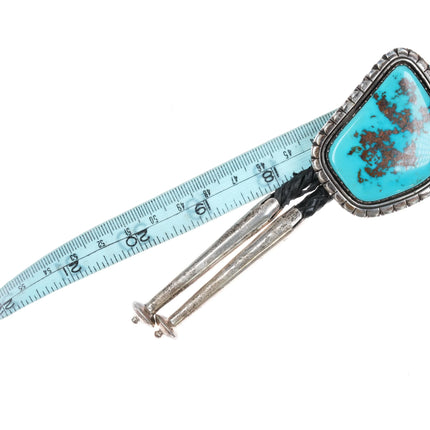 Mary Marie Yazzie Lincoln Navajo Sterling silver Pilot Mtn turquoise bolo tie - Estate Fresh Austin