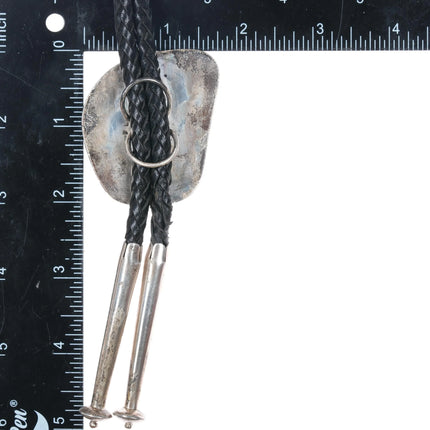 Mary Marie Yazzie Lincoln Navajo Sterling silver Pilot Mtn turquoise bolo tie - Estate Fresh Austin
