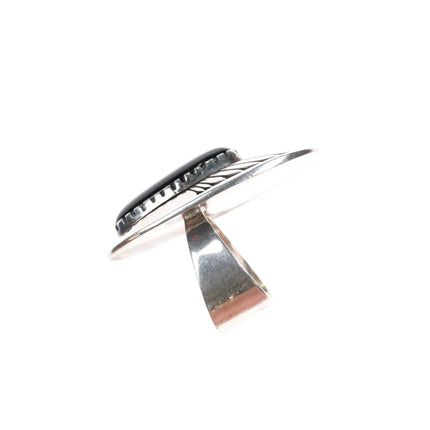 sz7.5 Kee Nez Navajo sterling silver onyx long ring - Estate Fresh Austin