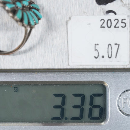 sz8.25 Vintage Zuni sterling silver and turquoise petit point cluster ring - Estate Fresh Austin