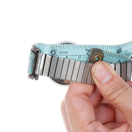 Alice Leekya Homer Zuni Sterling silver turquoise fishscale inlay Accutron watch - Estate Fresh Austin