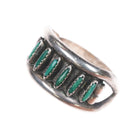 sz8.5 Zuni sterling silver needlepoint turquoise row ring - Estate Fresh Austin