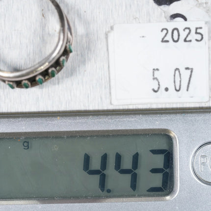 sz8.5 Zuni sterling silver needlepoint turquoise row ring - Estate Fresh Austin