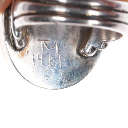 sz7.5 14k gold Bezel Sterling Sugilite Black Opal amazing ring - Estate Fresh Austin