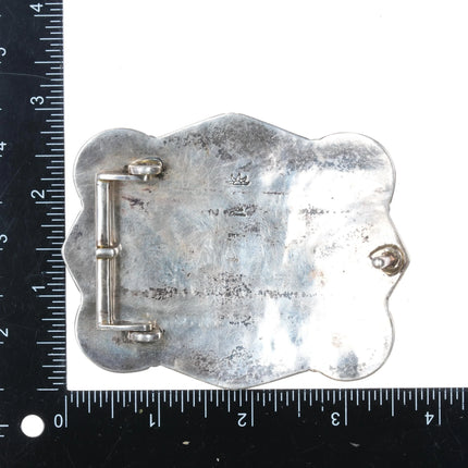 Lee Downey Sterling silver memento-Mori Tiger's Eye Skull Sterling belt buckle - Estate Fresh Austin