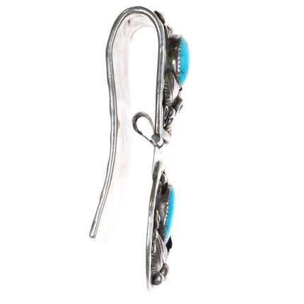 Vintage H Navajo sterling silver and turquoise heavy hinged money clip - Estate Fresh Austin