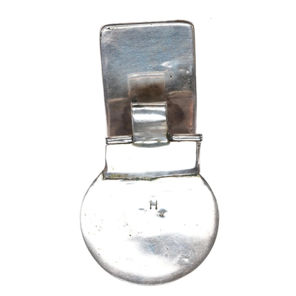 Vintage H Navajo sterling silver and turquoise heavy hinged money clip - Estate Fresh Austin