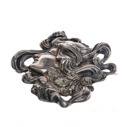 Antique Art Nouveau Sterling silver Unger Brothers woman pin flowing hair - Estate Fresh Austin