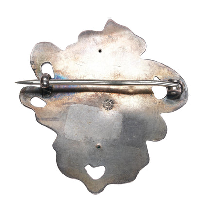 Antique Art Nouveau Sterling silver Unger Brothers woman pin flowing hair - Estate Fresh Austin