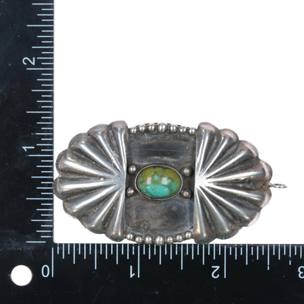 Vintage Native American sterling silver Reversible Kewa Inlay Turquoise pendant - Estate Fresh Austin