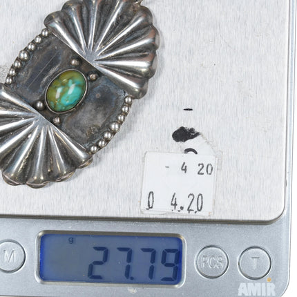 Vintage Native American sterling silver Reversible Kewa Inlay Turquoise pendant - Estate Fresh Austin