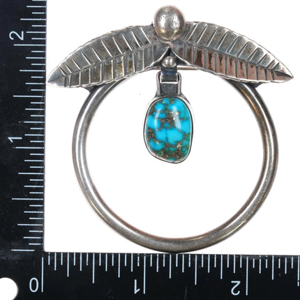 Vintage Native American sterling silver high grade turquoise dangly pendant/pin - Estate Fresh Austin