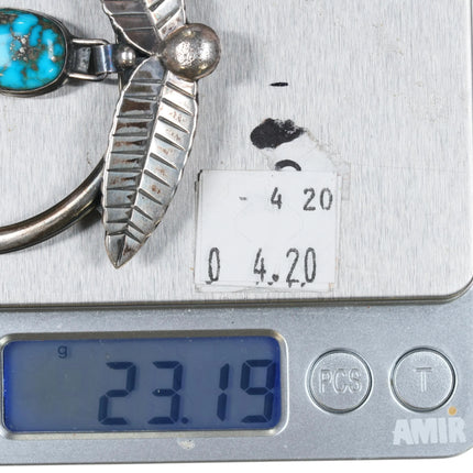 Vintage Native American sterling silver high grade turquoise dangly pendant/pin - Estate Fresh Austin