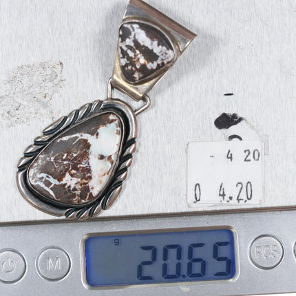 Vintage Navajo sterling wild horse jasper pendant with large bail - Estate Fresh Austin