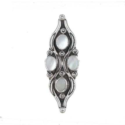 sz7.5 Native American sterling silver mother of pearl cluster long ring - Estate Fresh Austin